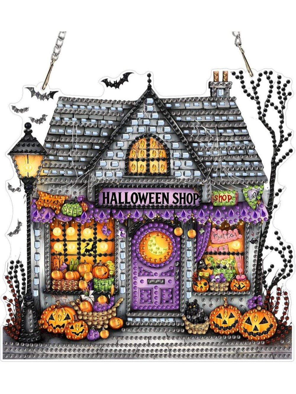 Ghost Diamond Art Hanging Kits Grey for Adults Halloween Decor Strong Adhesive